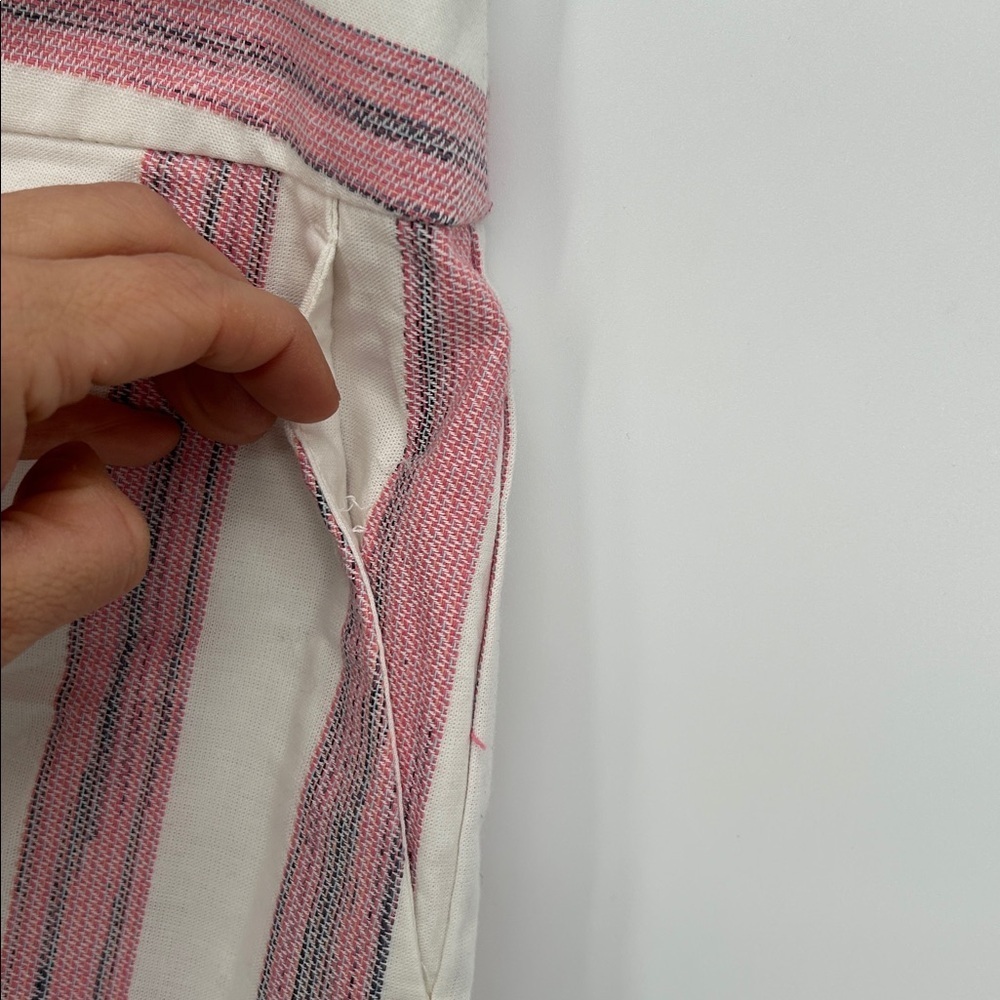 NEW Ann Taylor LOFT 100% Cotton White Pink Wide Stripe Print Shorts Size 00 - Picture 4 of 10